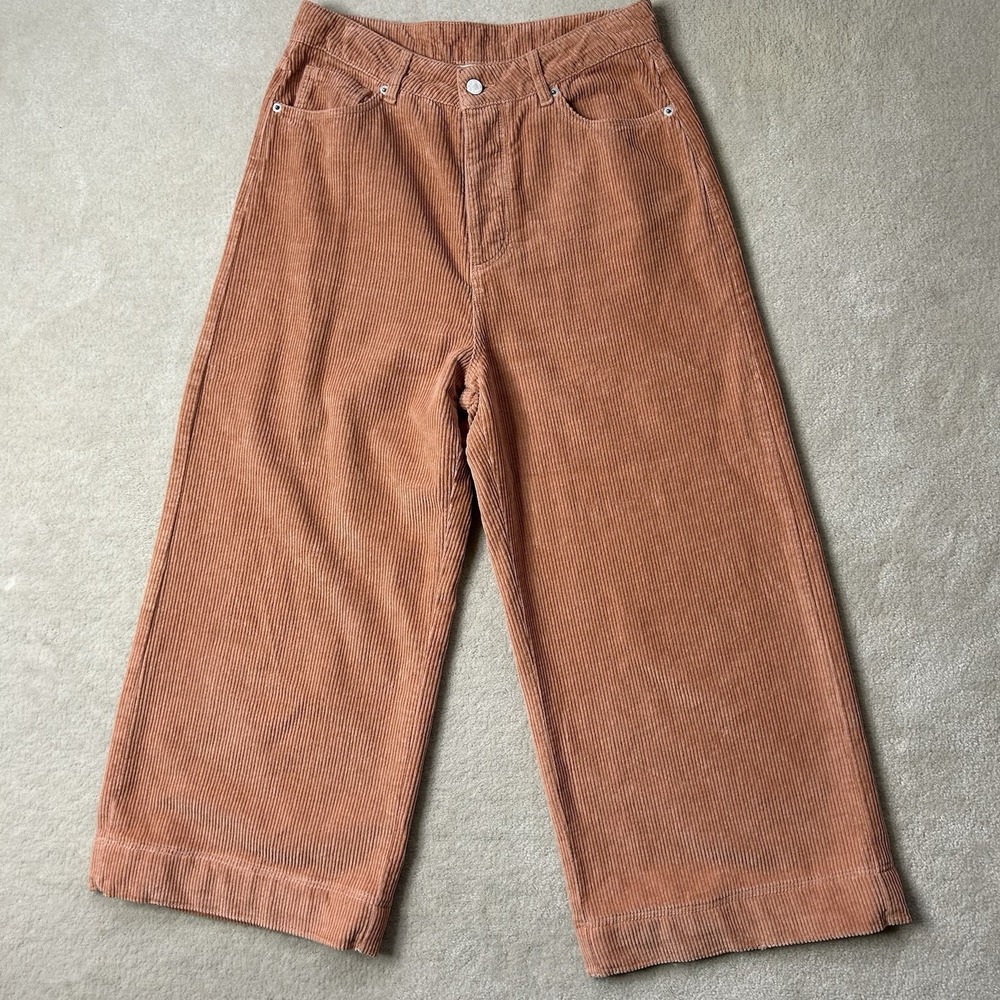 WRAP London Wide Leg Cord Trousers US 8 Crop Pants Earthy Boho Academia
